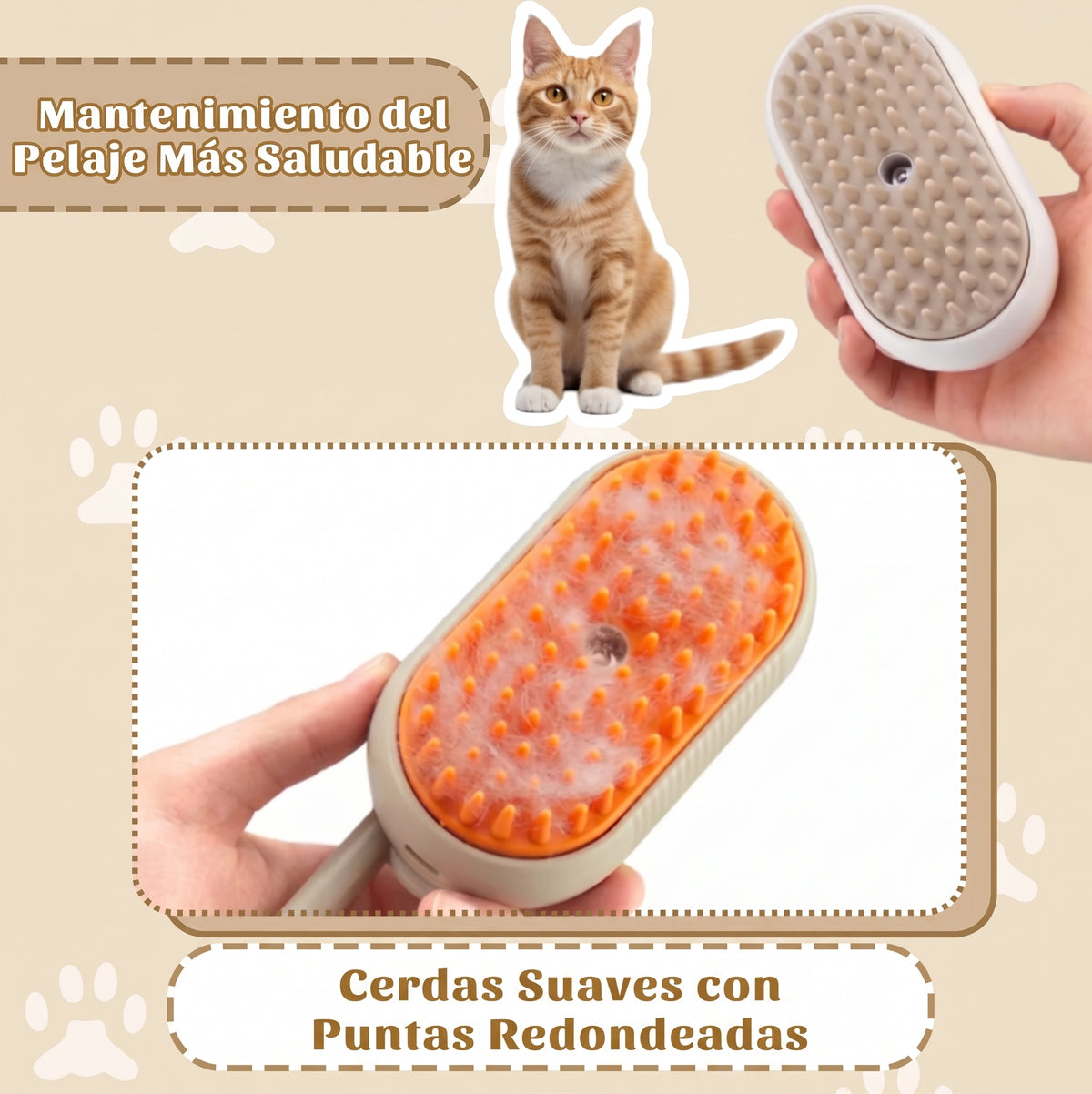 PurrMist™ — Cepillo Deslanador de Vapor Ultrasónico 3 en 1 🐱✨